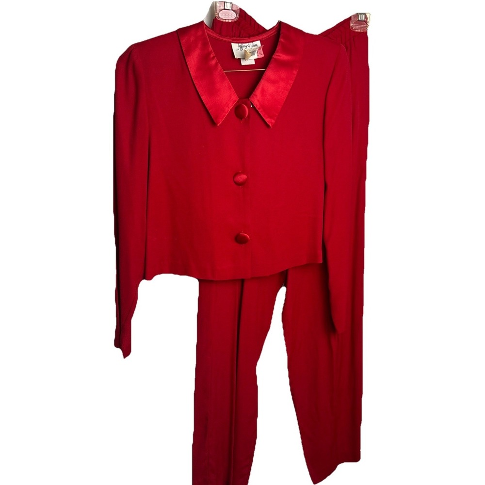 Jeffrey & Dara Vintage Womens Red Bolero Jacket‎ & Pants Size 4 Y2K